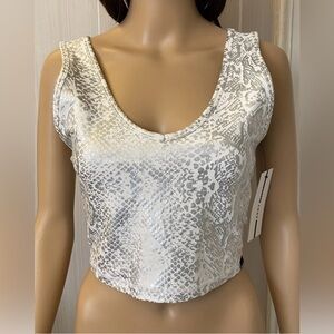 DKNY Women's Silver White Training Gym Sports Bra Pullover Size L - NWT $44